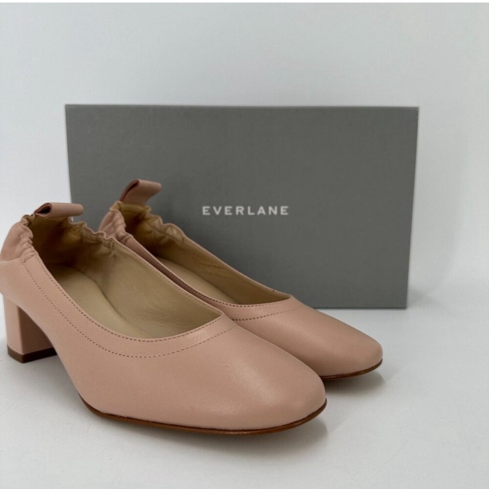 Everlane The Italian Leather Day Heel in Pale Pink sz 5.5 Women's Elastic Back p